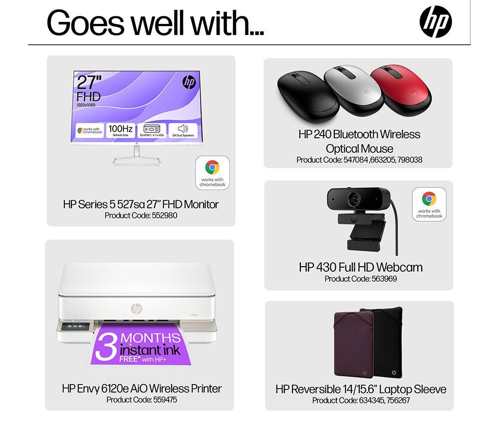 HP Chromebook Plus x360 14b-cd0500sa 14" in 1 - Intel&reg; Core&trade; i3, 256 GB UFS, Silver image number 5 of 5