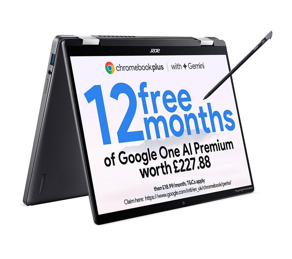 ACER Spin 714 14" 2 in 1 Chromebook Plus - Intel® Core™ Ultra 5, 512 GB SSD, Grey