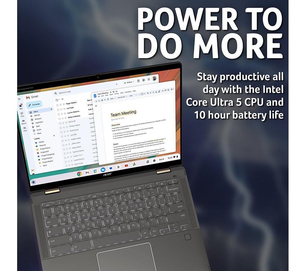 ACER Spin 714 14" 2 in 1 Chromebook Plus - Intel® Core™ Ultra 5, 512 GB SSD, Grey