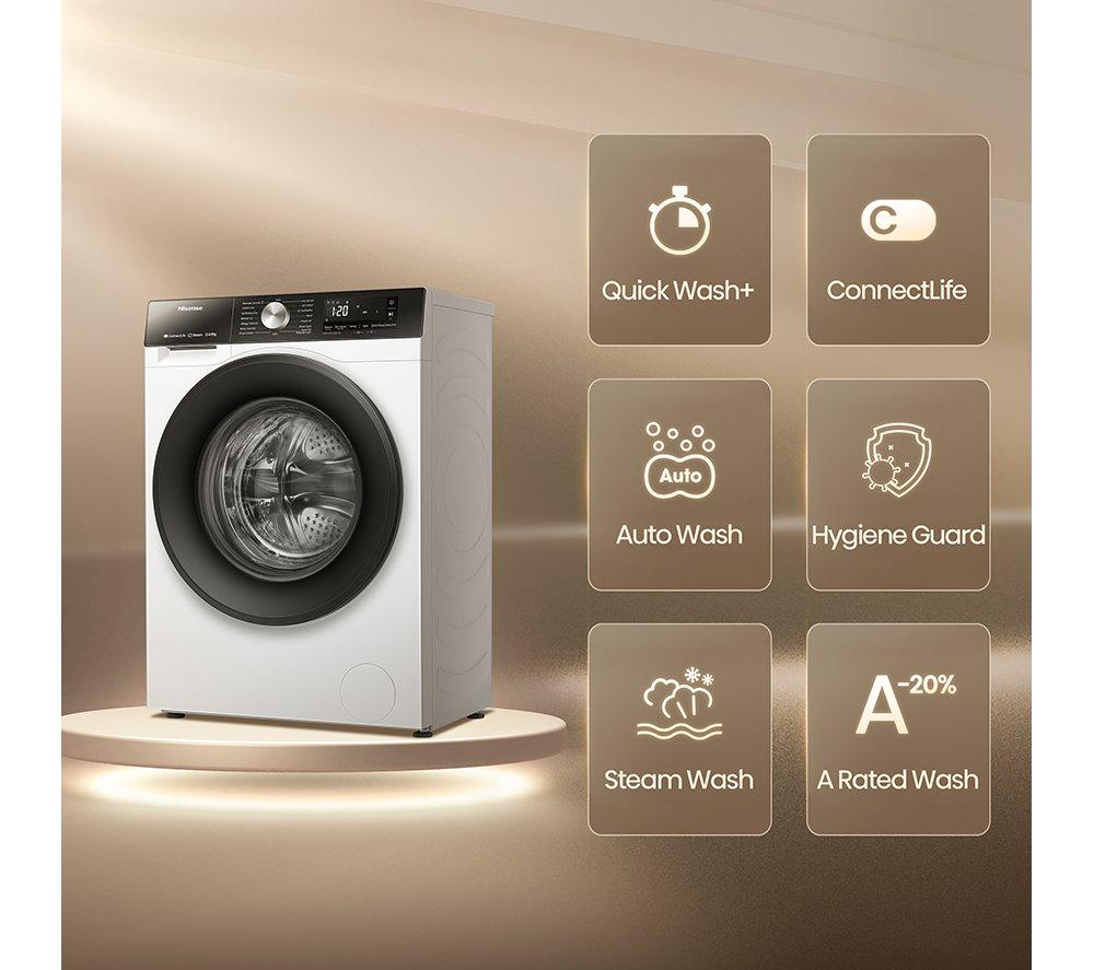 HISENSE 3S Series WD3S1043BW3 WiFi-enabled 10 kg Washer Dryer - White image number 2 of 14