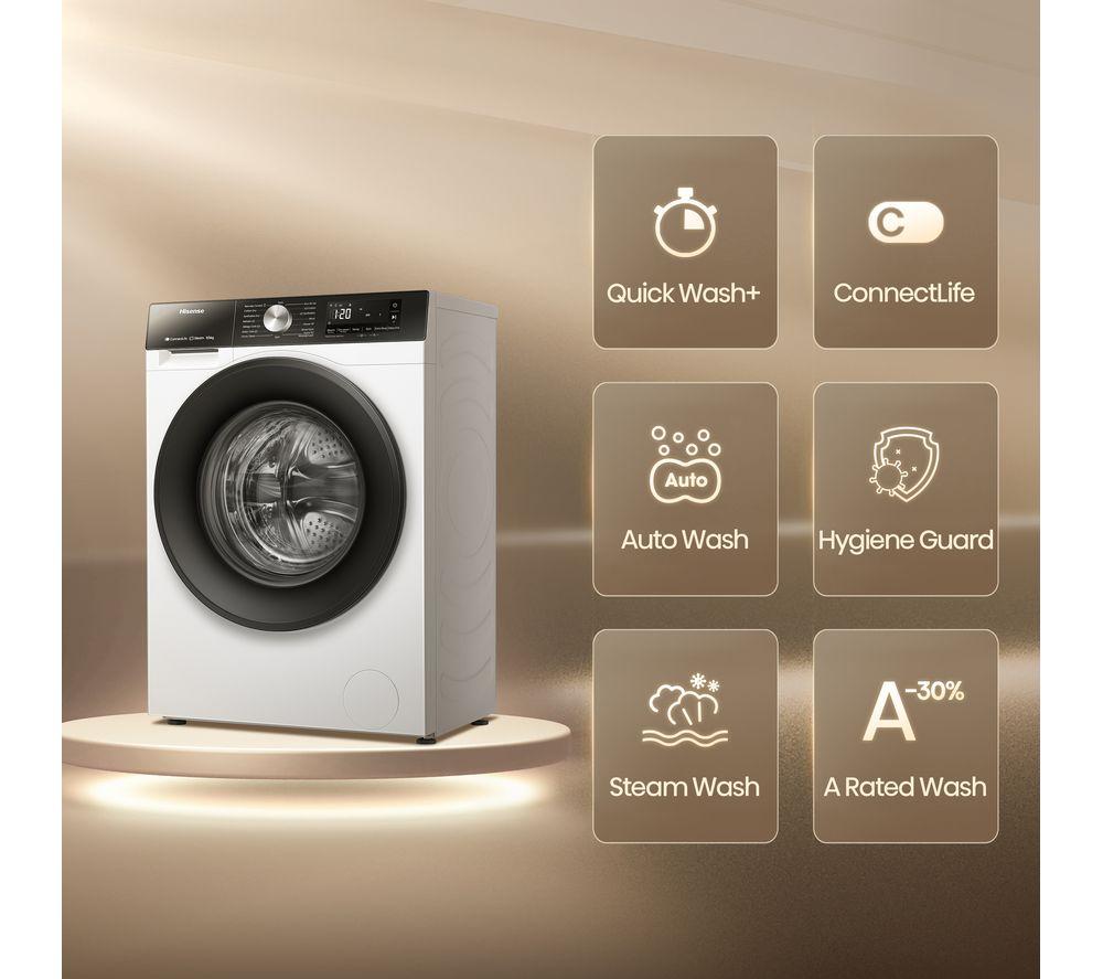 HISENSE 3S Series WD3S9043BW3 WiFi-enabled 9 kg Washer Dryer - White image number 2 of 14