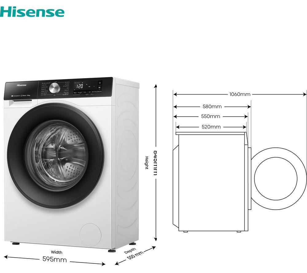 HISENSE 3S Series WD3S9043BW3 WiFi-enabled 9 kg Washer Dryer - White image number 13 of 14