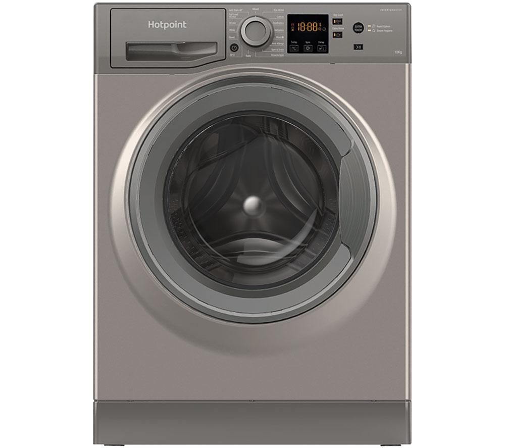 HOTPOINT Anti-Stain NSWM 1046 GG UK 10 kg 1400 Spin Washing Machine – Graphite, Silver/Grey