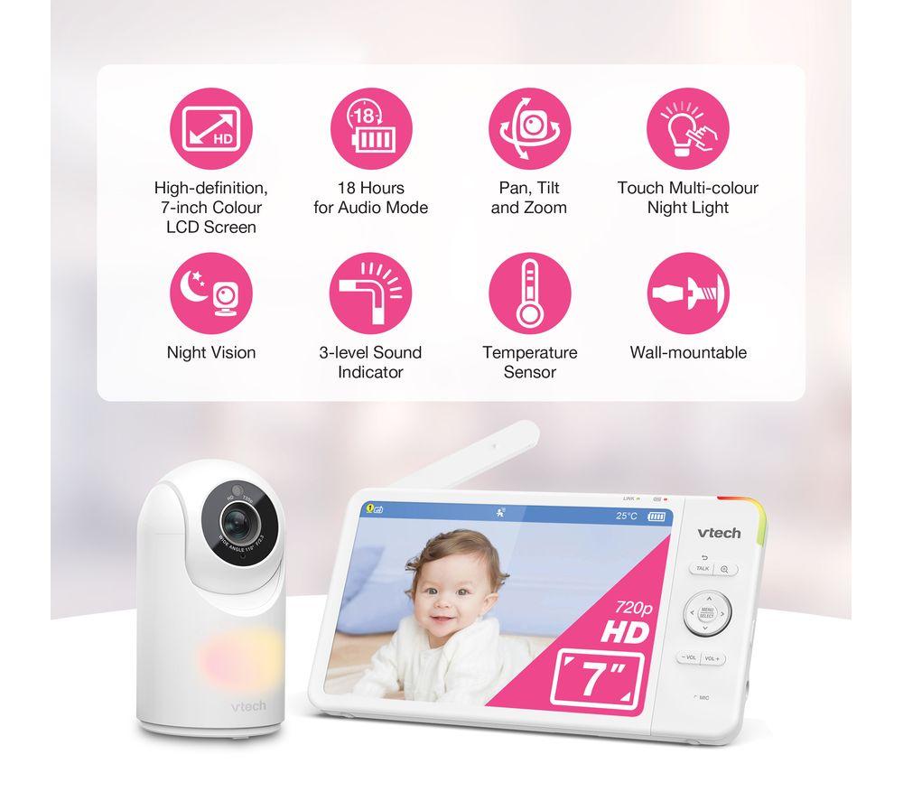 VTECH VM7367HD 7" LCD Screen Video Baby Monitor - White image number 4 of 11