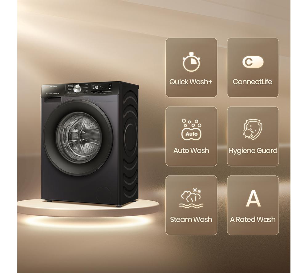 HISENSE 3S Series WF3S8043BB3 WiFi-enabled 8 kg 1400 Spin Washing Machine - Black image number 2 of 14