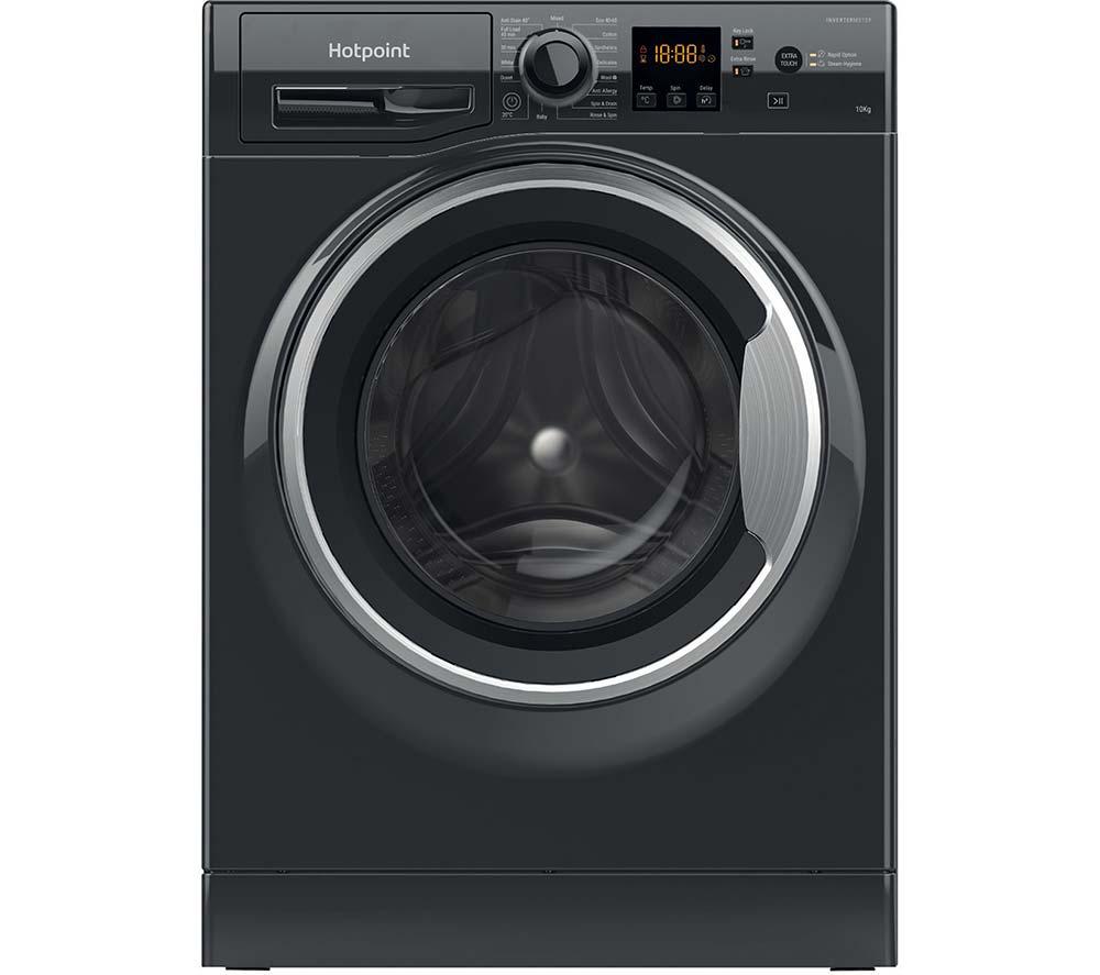 HOTPOINT Anti-Stain NSWM 1046 BS UK 10 kg 1400 Spin Washing Machine - Black, Black