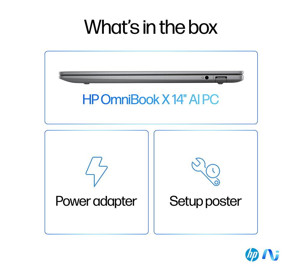 HP OmniBook X 14" Laptop, Copilot+ PC - Snapdragon X Elite, 1 TB SSD, Silver