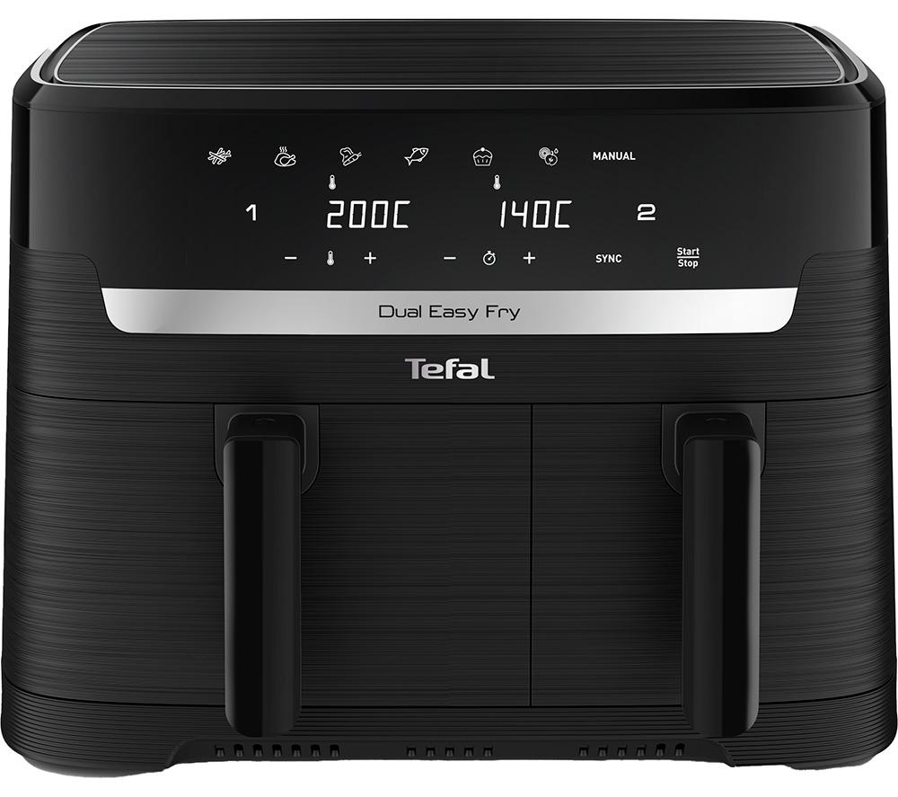 TEFAL Easy Fry Dual Drawer EY901N40 Air Fryer - Black, Silver/Grey