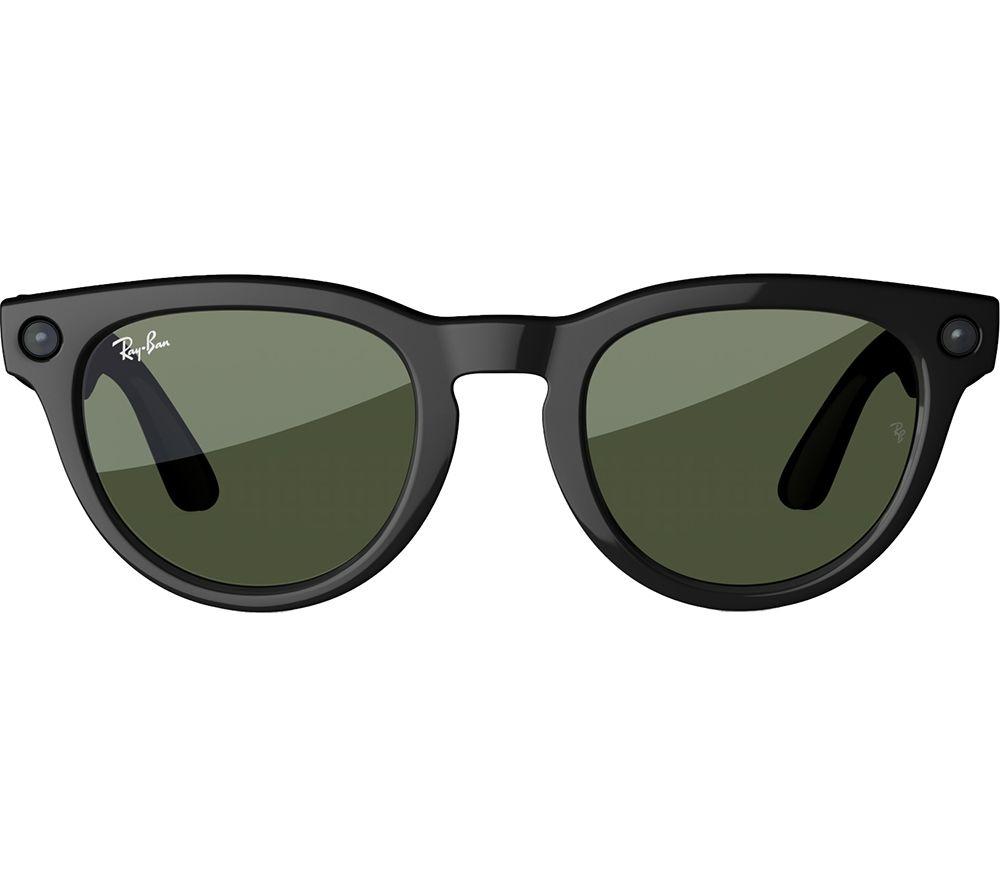 RAY-BAN Meta Headliner (Low Bridge Fit) Smart Glasses - Shiny Black, Polarised G15 Green
