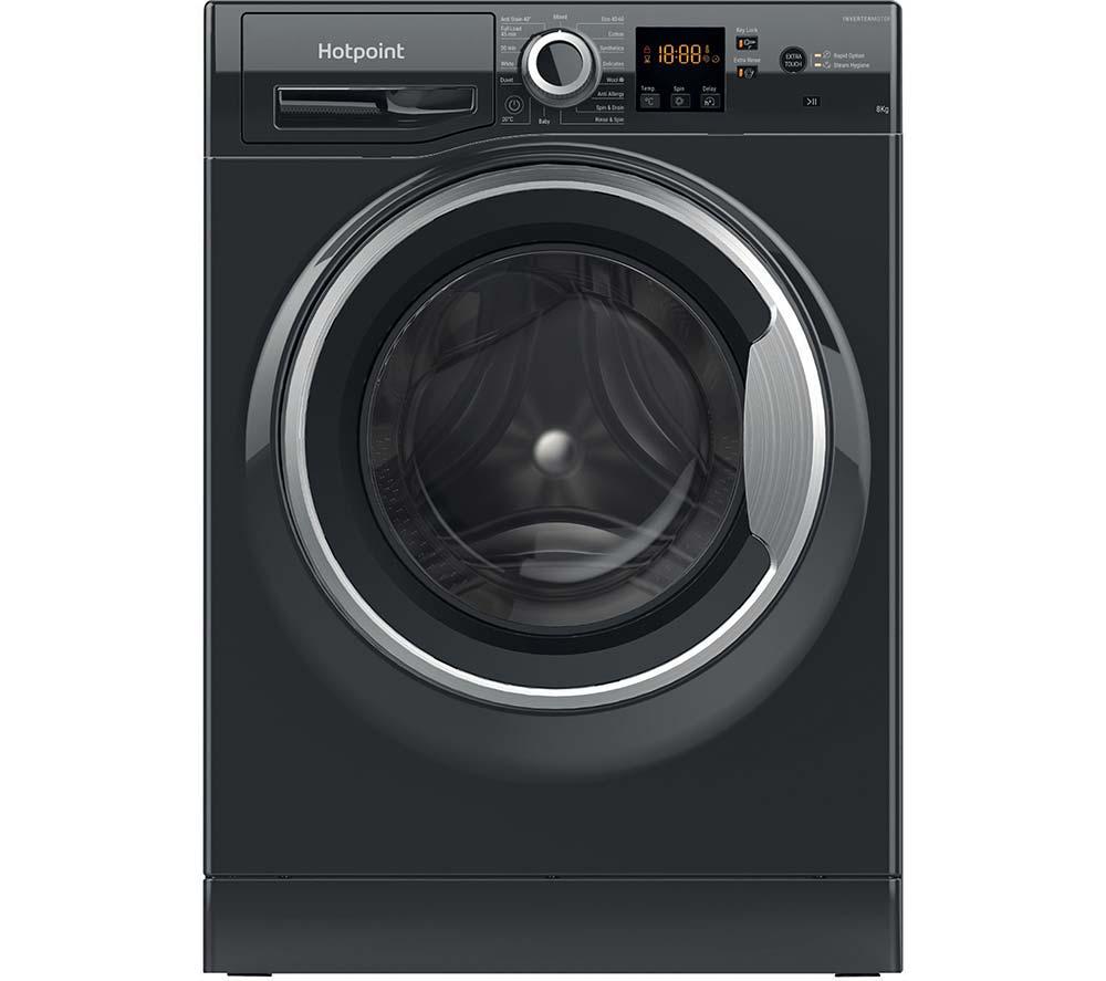 HOTPOINT Anti-Stain NSWR 846 BS UK 8 kg 1400 Spin Washing Machine – Black, Black