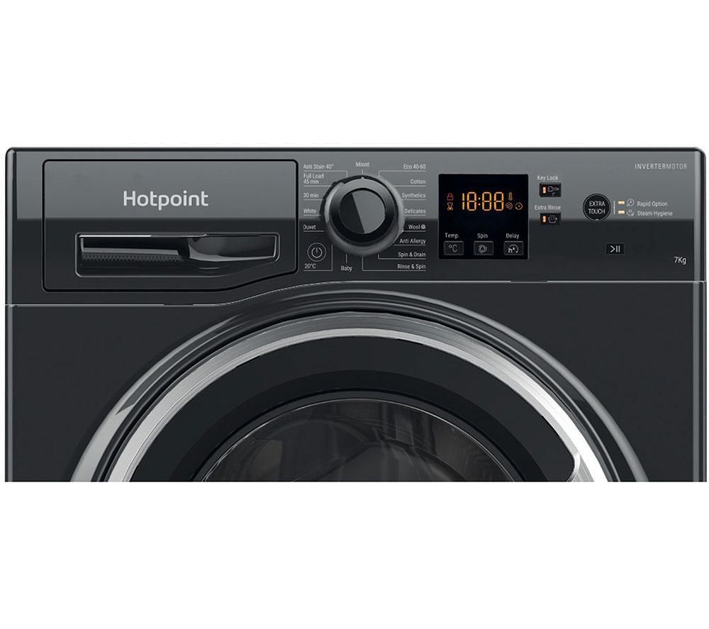 HOTPOINT Anti-Stain NSWM 7469 BS UK 7 kg 1400 Spin Washing Machine - Black image number 2 of 11