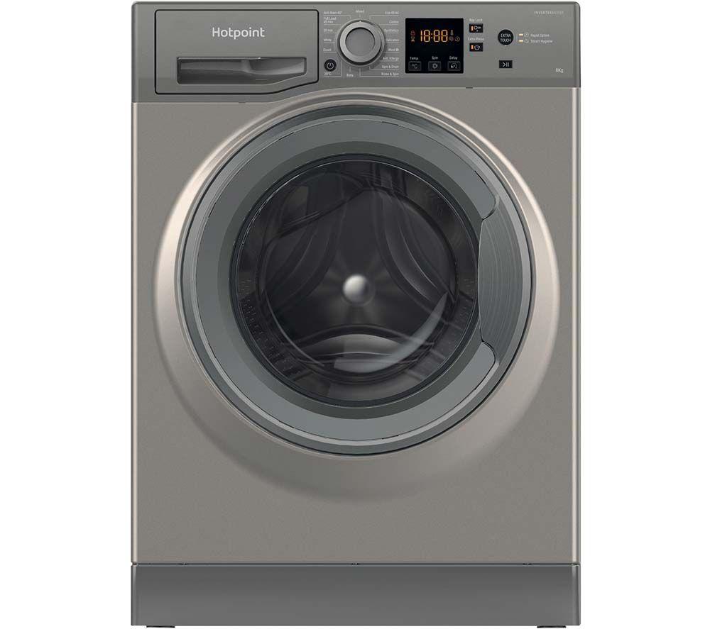 HOTPOINT Anti-stain NSWR 846 GK UK 8 kg 1400 Spin Washing Machine – Graphite, Silver/Grey