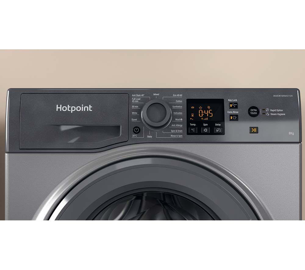 HOTPOINT Anti-stain NSWR 846 GK UK 8 kg 1400 Spin Washing Machine - Graphite image number 3 of 13