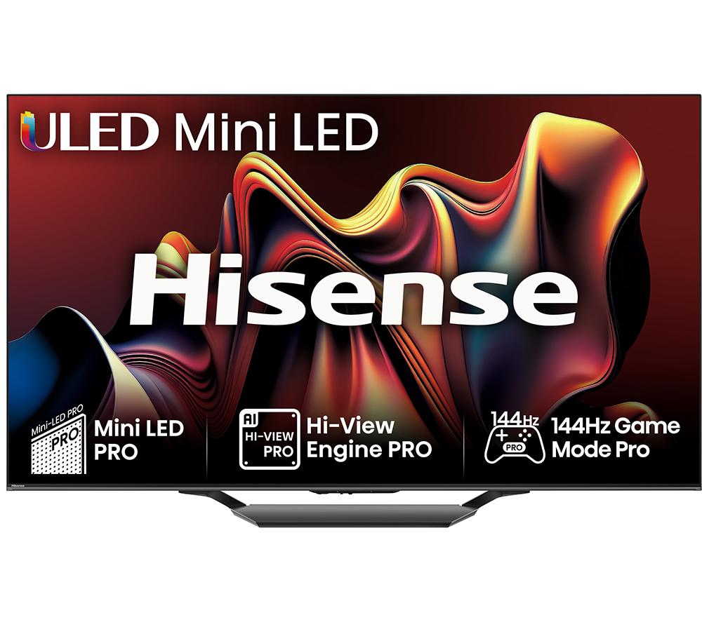 55 Hisense 55U7NQTUK  Smart 4K Ultra HD HDR Mini LED TV with Amazon Alexa, Black