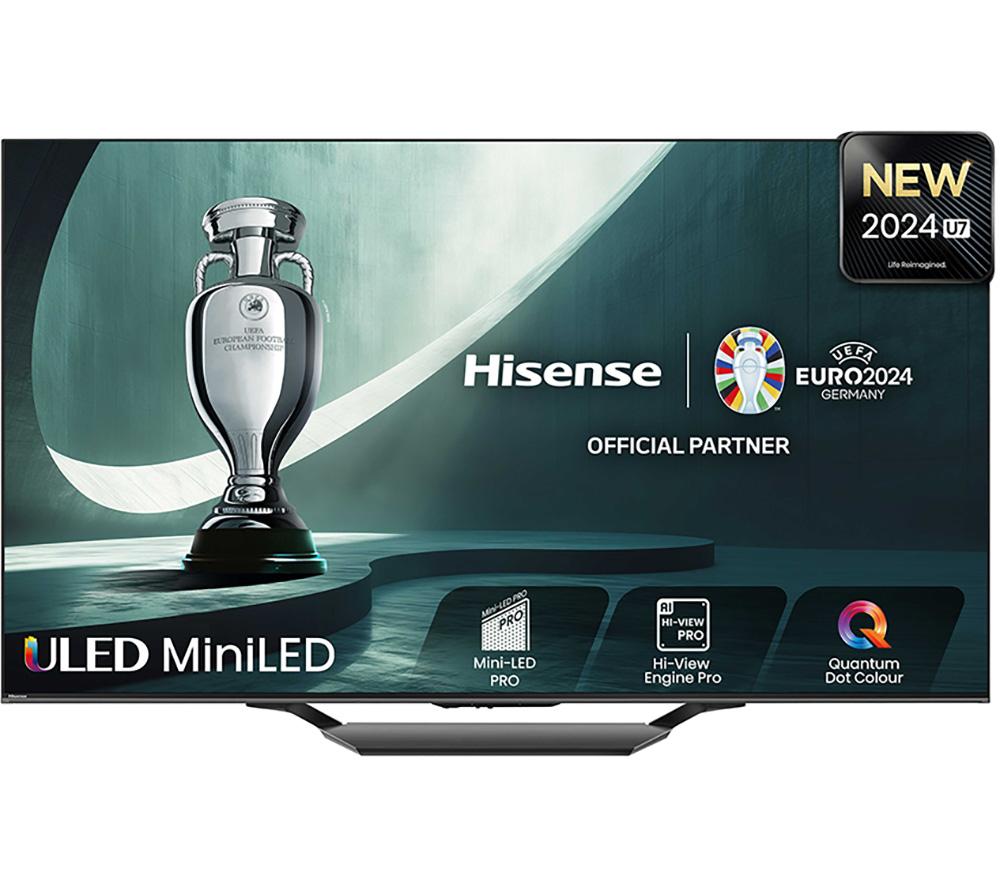 65 Hisense 65U7NQTUK  Smart 4K Ultra HD HDR Mini LED TV with Amazon Alexa, Black