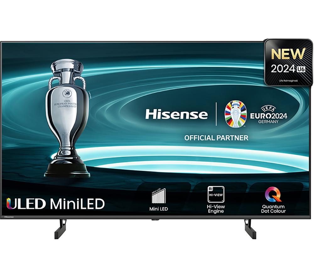 75 Hisense 75U6NQTUK  Smart 4K Ultra HD HDR Mini LED TV with Amazon Alexa, Silver/Grey