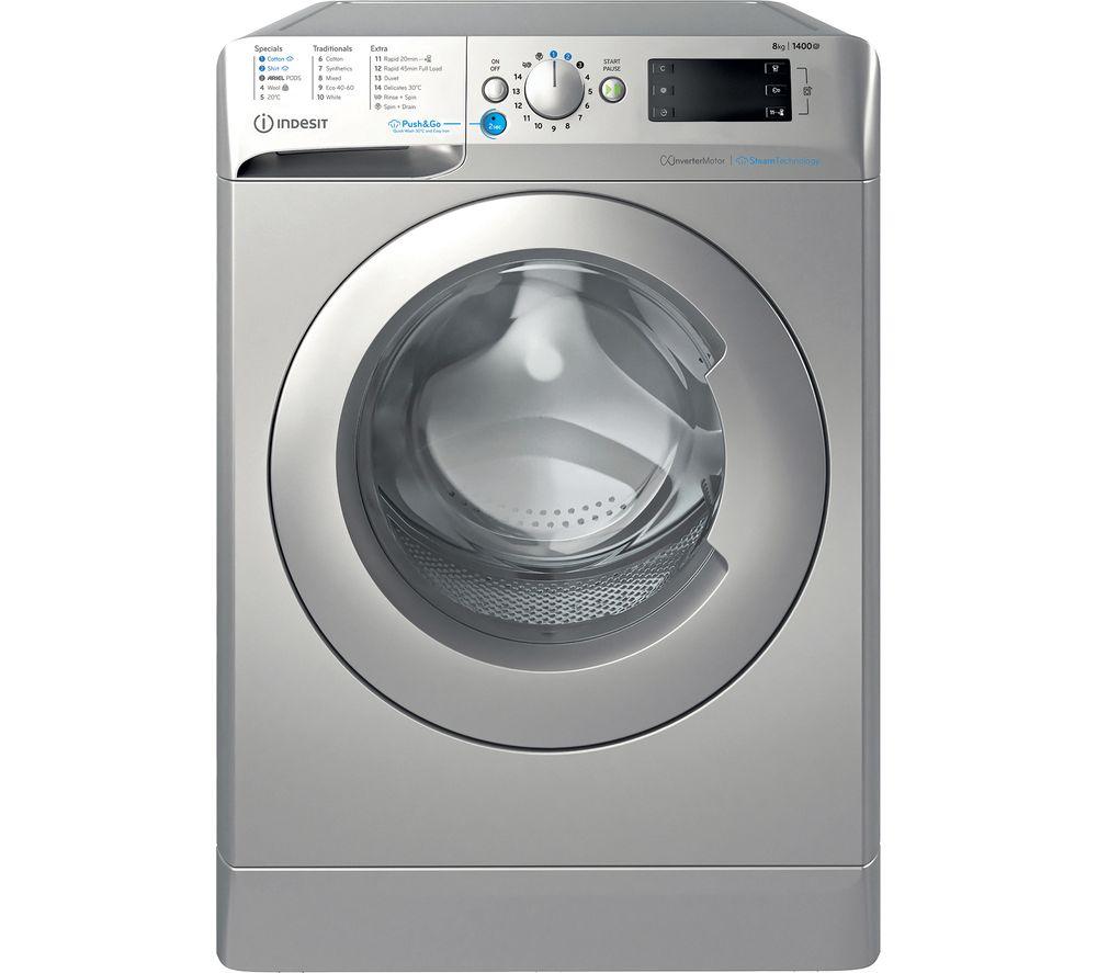 INDESIT Innex Steam Push&Go BWE 81496X SV UK 8 kg 1400 Spin Washing Machine - Silver