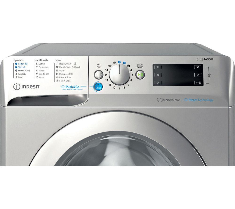 INDESIT Innex Steam Push&Go BWE 81496X SV UK 8 kg 1400 Spin Washing Machine - Silver image number 5 of 11