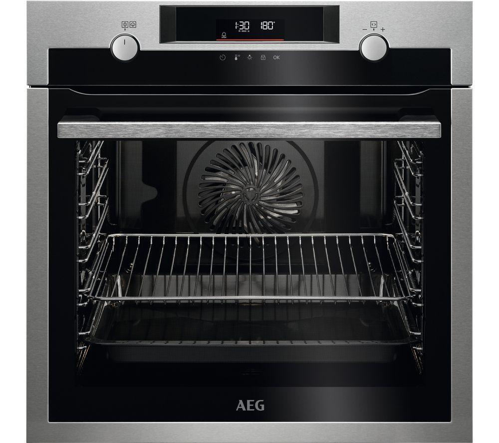AEG Steambake BPS555060M Built In Electric Single Oven with Pyrolytic Cleaning – Black / Stainless Steel – A+ Rated