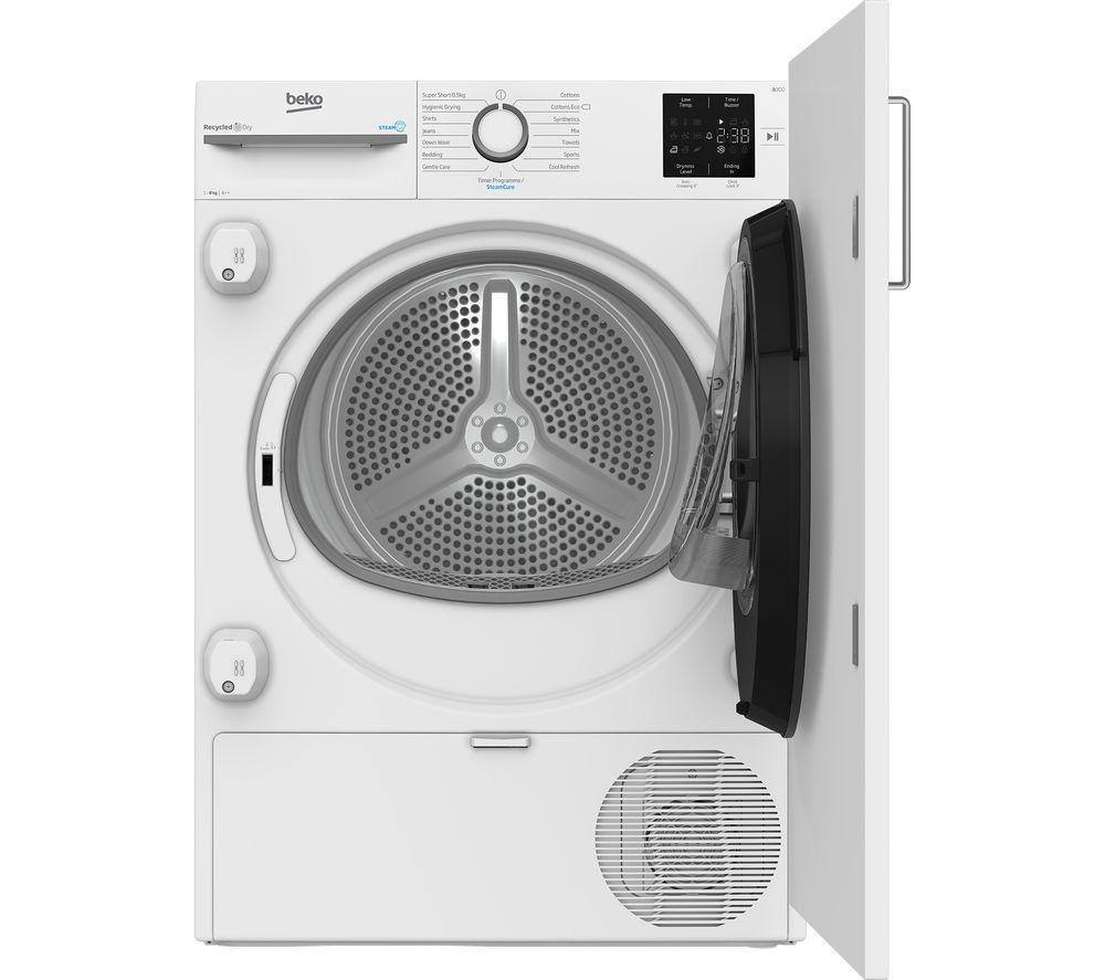 BEKO B300 Series NTIKP81131W Integrated 8 kg Heat Pump Tumble Dryer – White, White