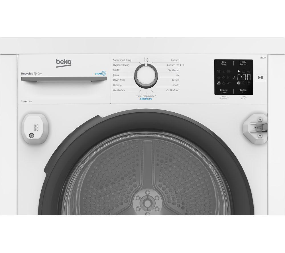 BEKO Pro NTIKP81131W Integrated 8 kg Heat Pump Tumble Dryer - White image number 4 of 4