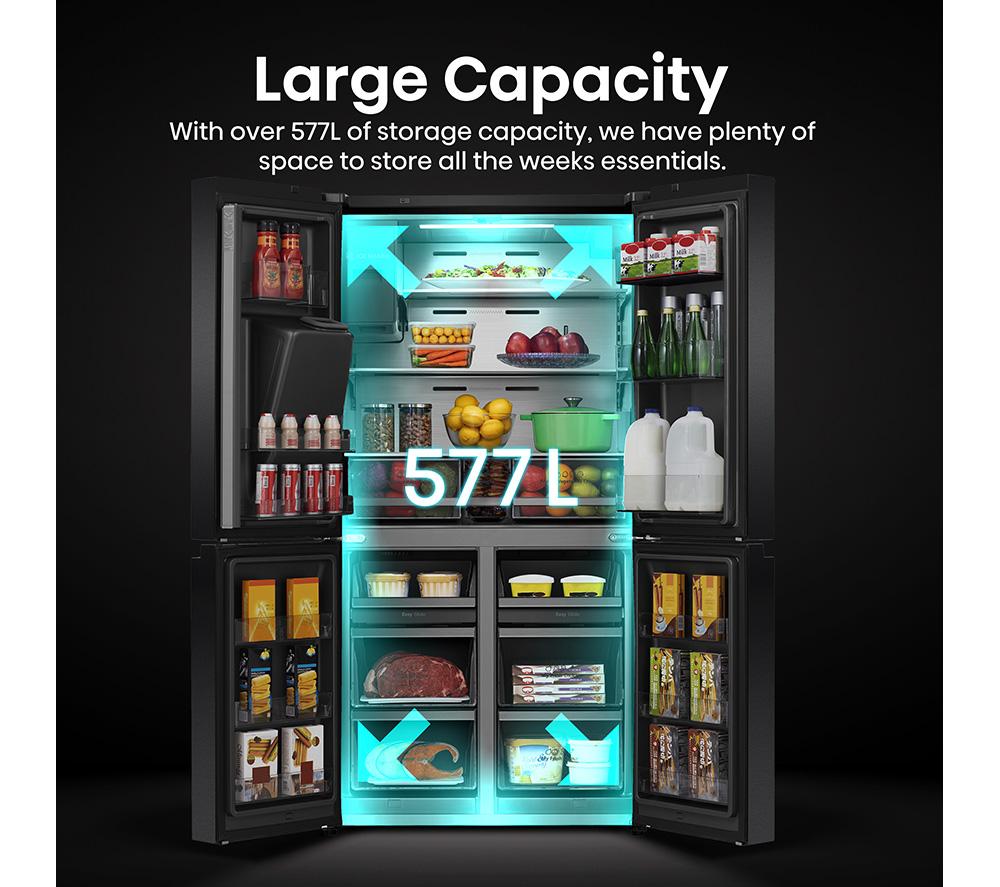 HISENSE PureFlat RQ760N4IFE Smart Fridge Freezer - Black Stainless Steel image number 6 of 15