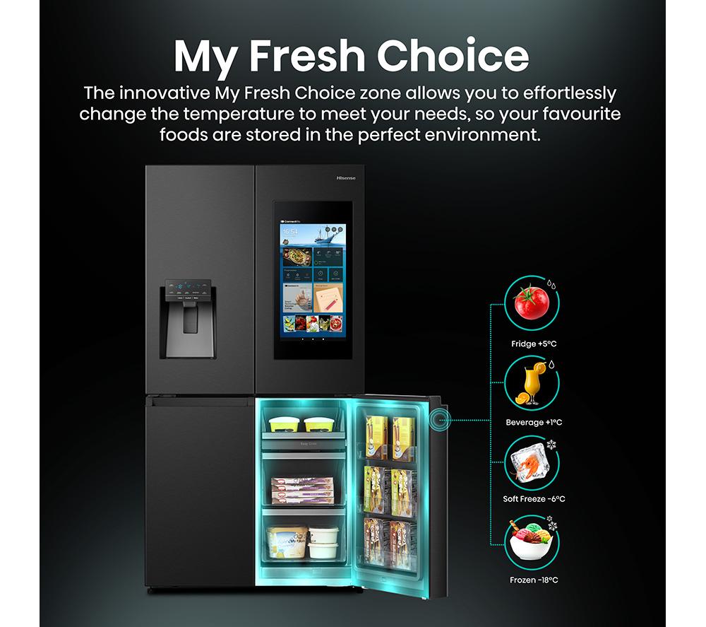 HISENSE PureFlat RQ760N4IFE Smart Fridge Freezer - Black Stainless Steel image number 9 of 15