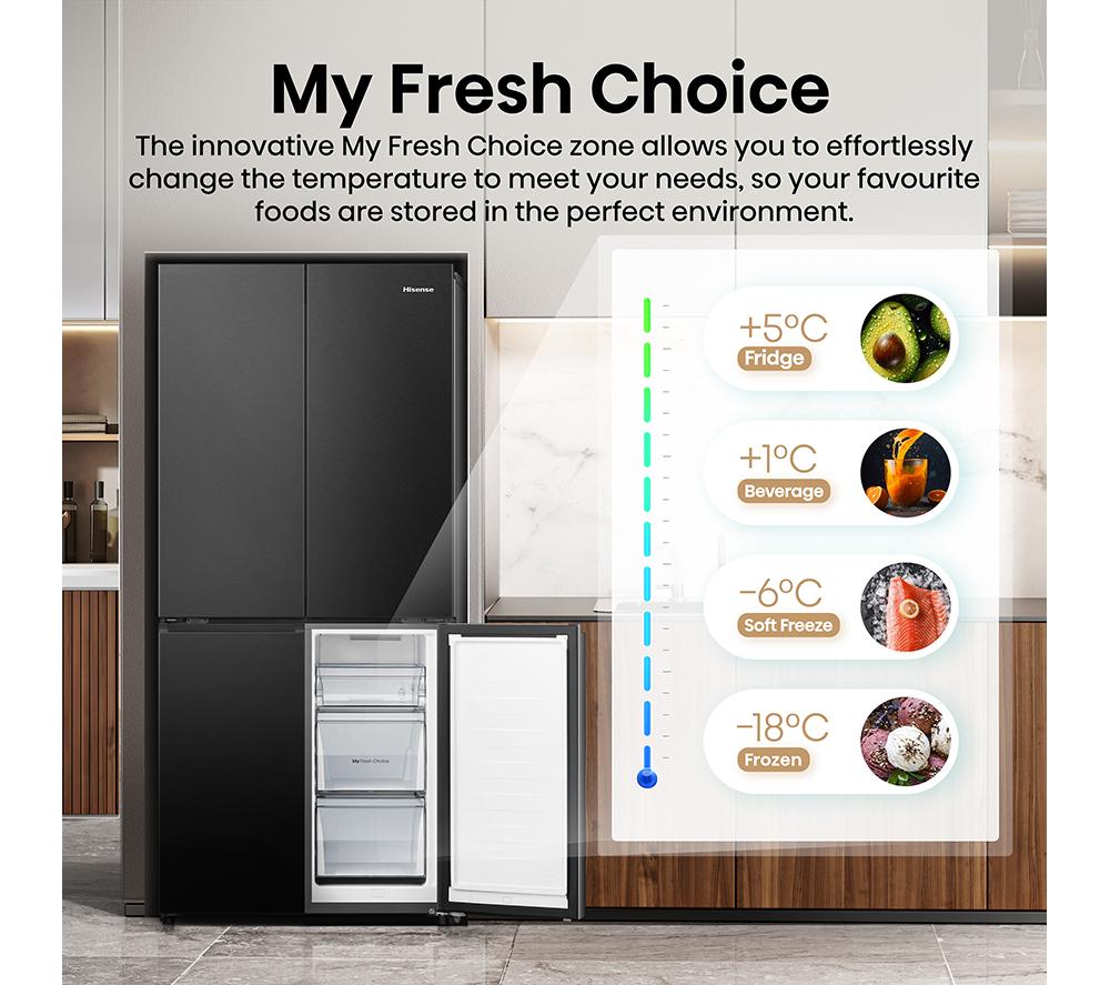 HISENSE PureFlat RQ5P470SAFD Fridge Freezer - Black Stainless Steel image number 4 of 17
