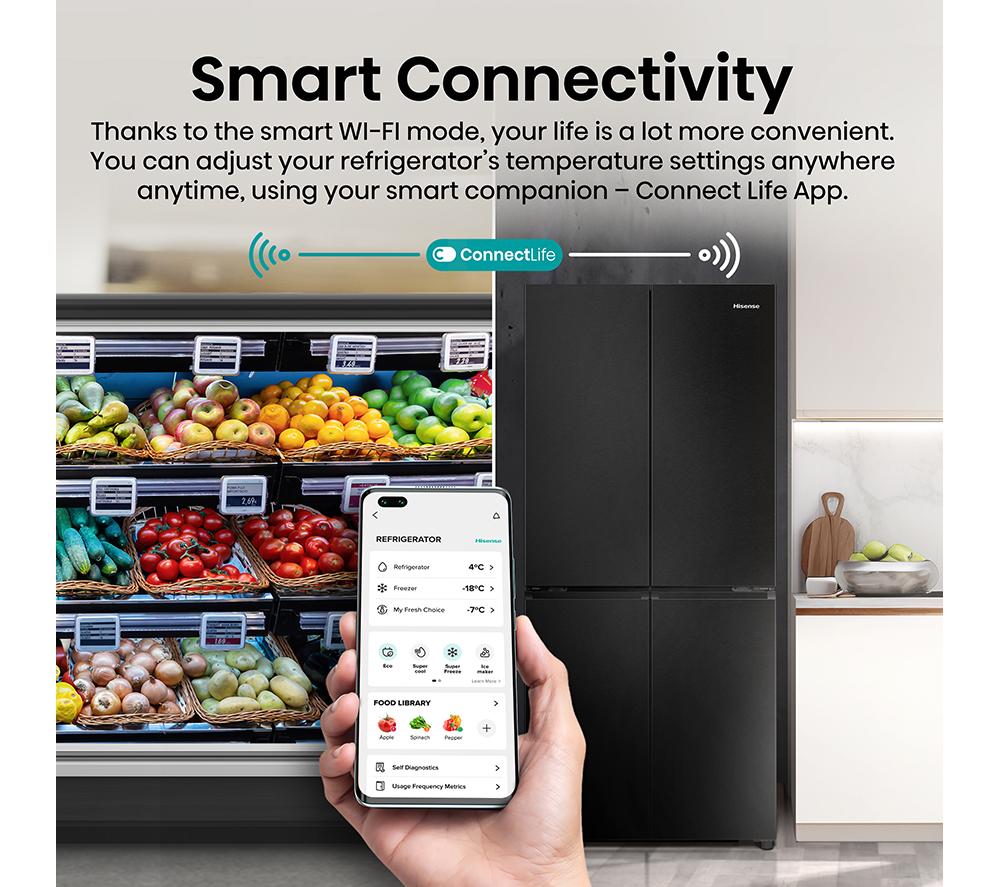 HISENSE PureFlat RQ5P470SAFD Fridge Freezer - Black Stainless Steel image number 6 of 17