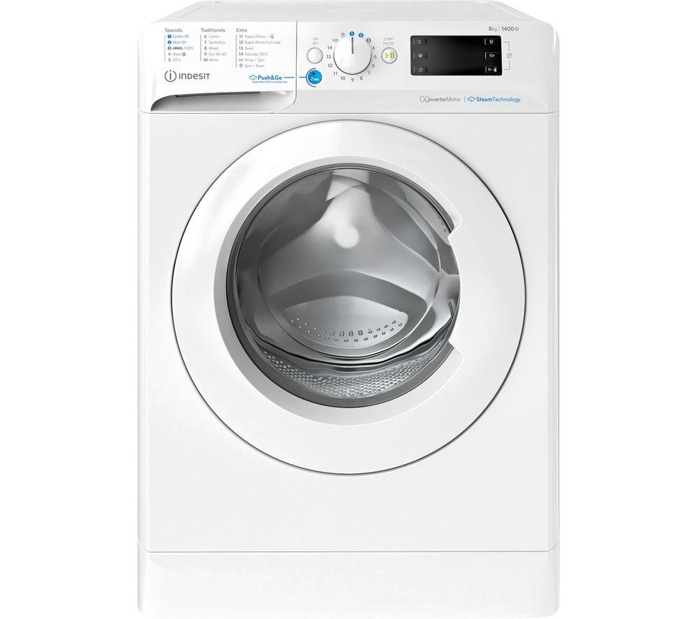 INDESIT Innex Steam Push&Go BWE 81496X WV UK 8 kg 1400 Spin Washing Machine - White, White