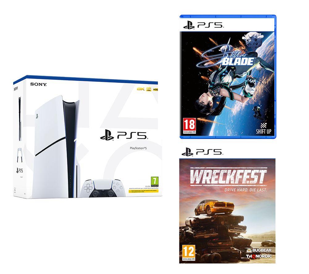SONY PlayStation 5 (Model Group - Slim), Wreckfest & Stellar Blade Bundle, White