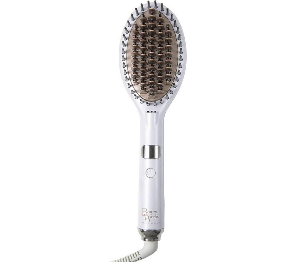 BEAUTY WORKS Speed Styler Hair Straightening Brush - White & Gold