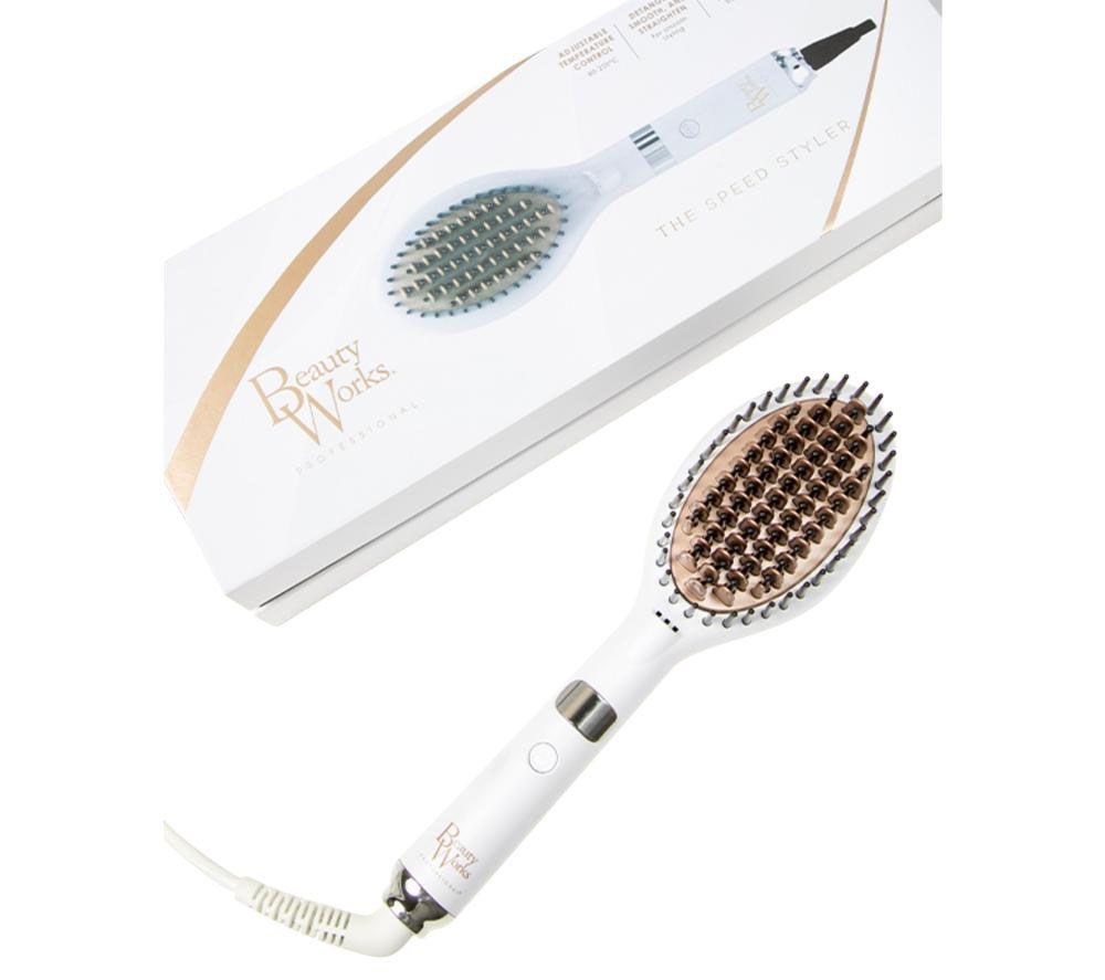 BEAUTY WORKS Speed Styler Hair Straightening Brush - White & Gold image number 3 of 3