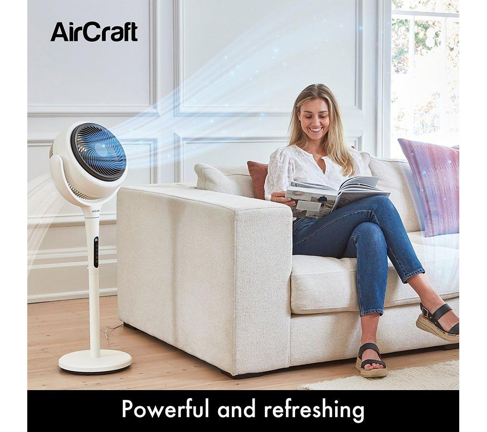 AIRCRAFT HOME LUME Quiet Air Circulator 8" Pedestal Fan - Stone White image number 2 of 11