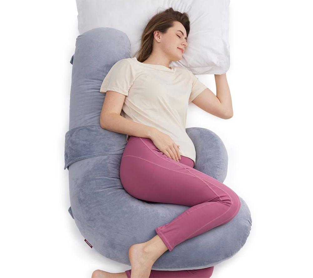 MOMCOZY PP006-GR00NB-C F Shaped Pregnancy Pillow - Purple image number 2 of 9
