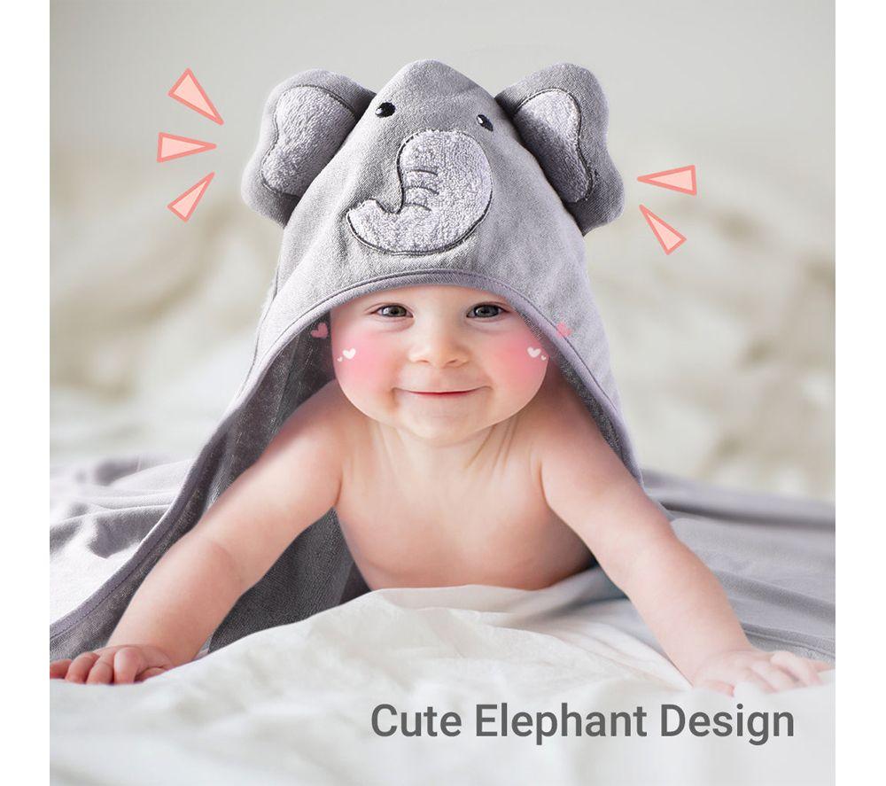 MOMCOZY M19FWXY01-US Baby Hooded Towel Set - Grey image number 3 of 3