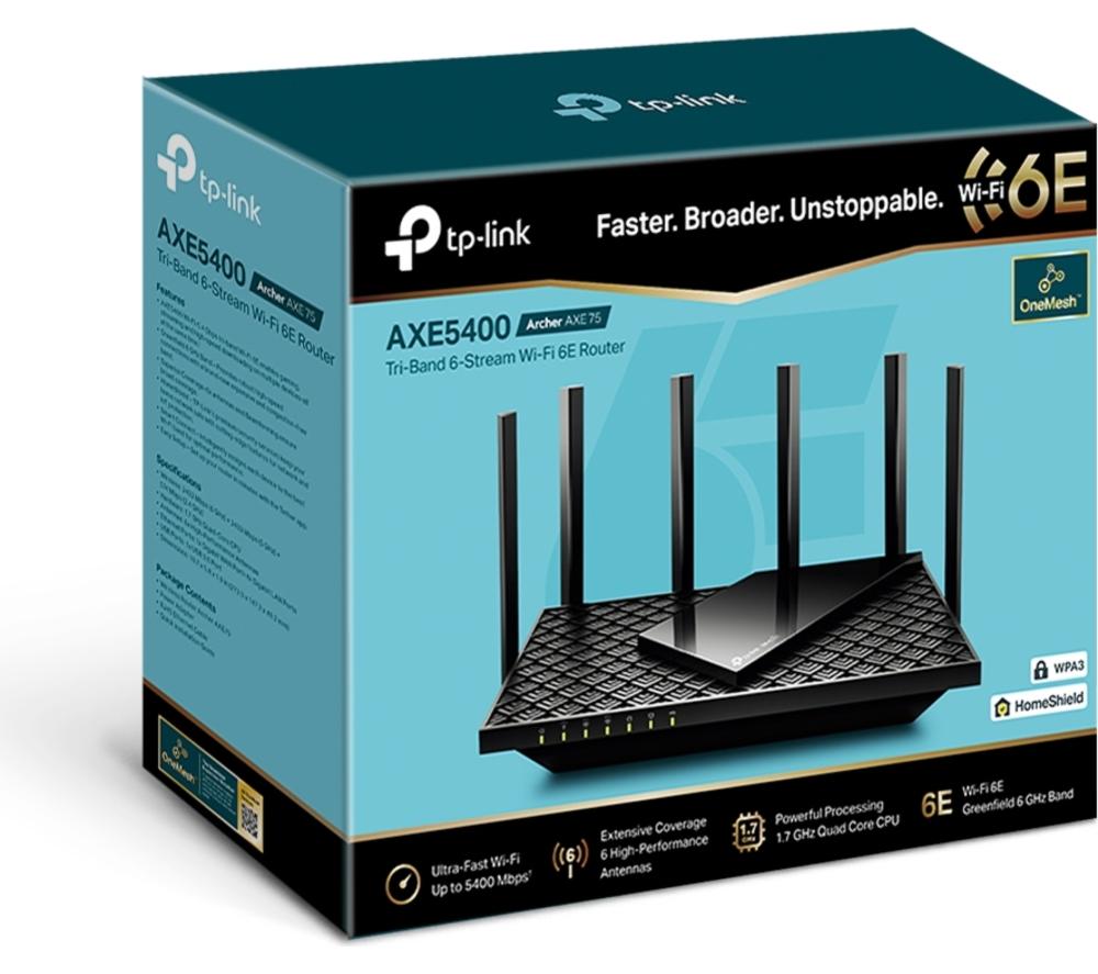 TP-LINK Archer AXE75 WiFi Cable & Fibre Router - AXE 5400, Tri-band image number 5 of 5