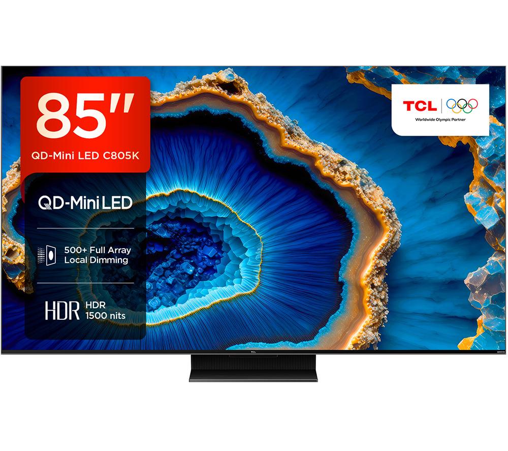 Tcl 85" 85C805k Smart 4K Ultra Hd Hdr Mini Led Qled Tv With Google Assistant & Alexa, Black