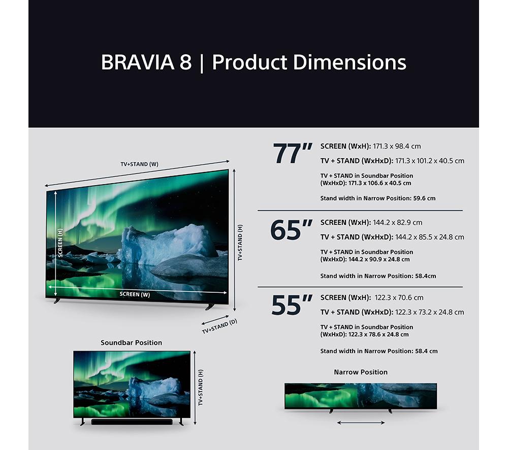 SONY BRAVIA 8 55" Smart 4K Ultra HD HDR OLED Mini LED TV with Google TV & Assistant image number 22 of 25