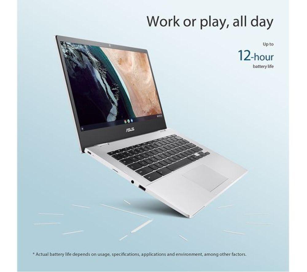 ASUS CX1 14" Refurbished Chromebook - Intel&reg; Celeron&reg;, 64 GB eMMC, Silver (Excellent Condition) image number 3 of 10