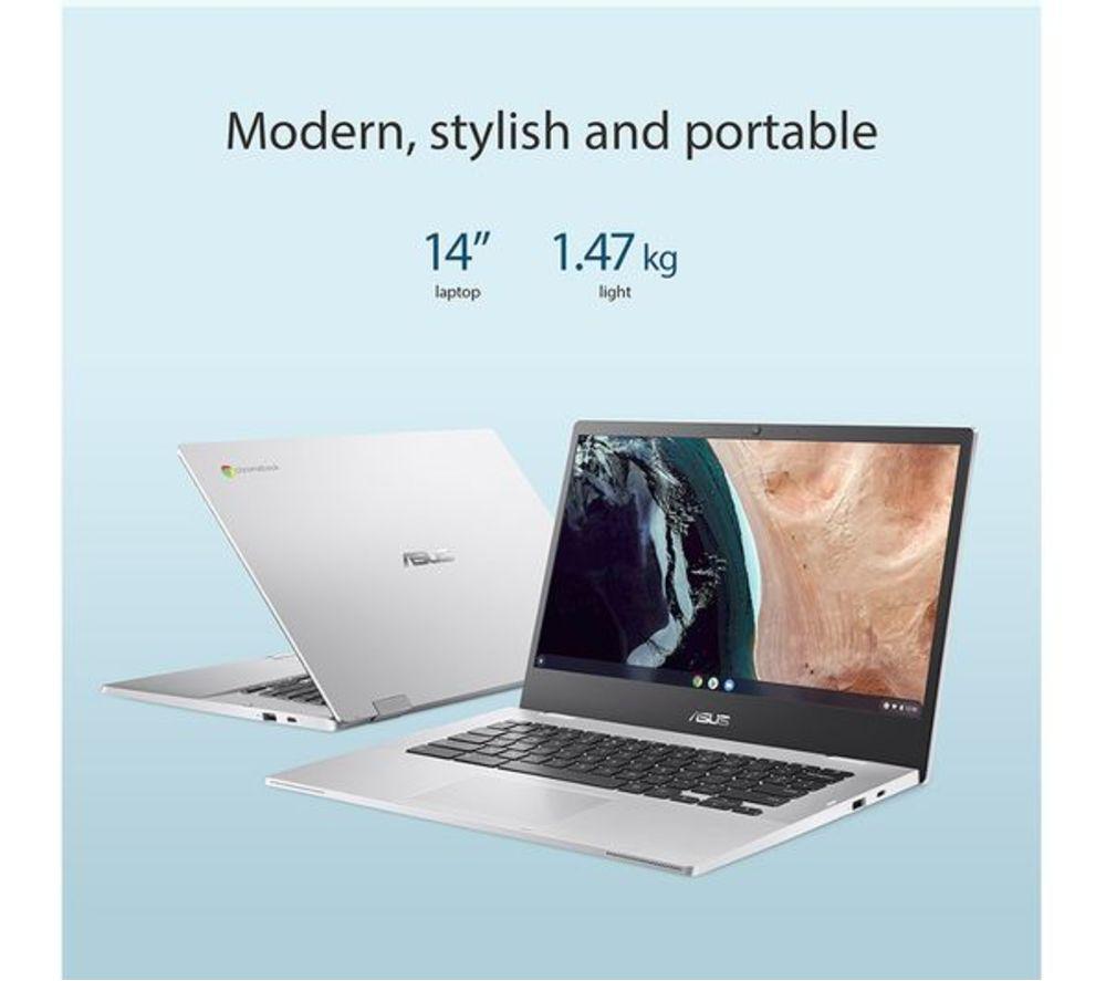 ASUS CX1 14" Refurbished Chromebook - Intel&reg; Celeron&reg;, 64 GB eMMC, Silver (Excellent Condition) image number 9 of 10