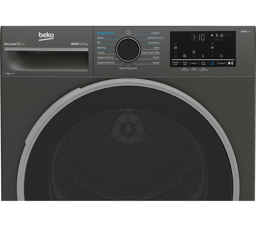 BEKO Pro Ironfinish B5T49231IG 9 kg Heat Pump Tumble Dryer - Graphite image number 2 of 4