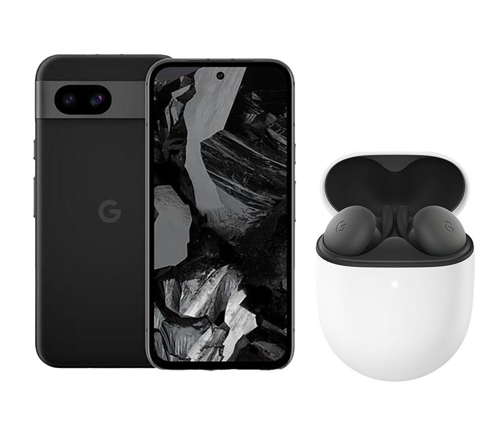 Google Pixel 8a (256 GB, Obsidian) & Pixel Buds A-Series Wireless Bluetooth Earphones (Charcoal) Bun
