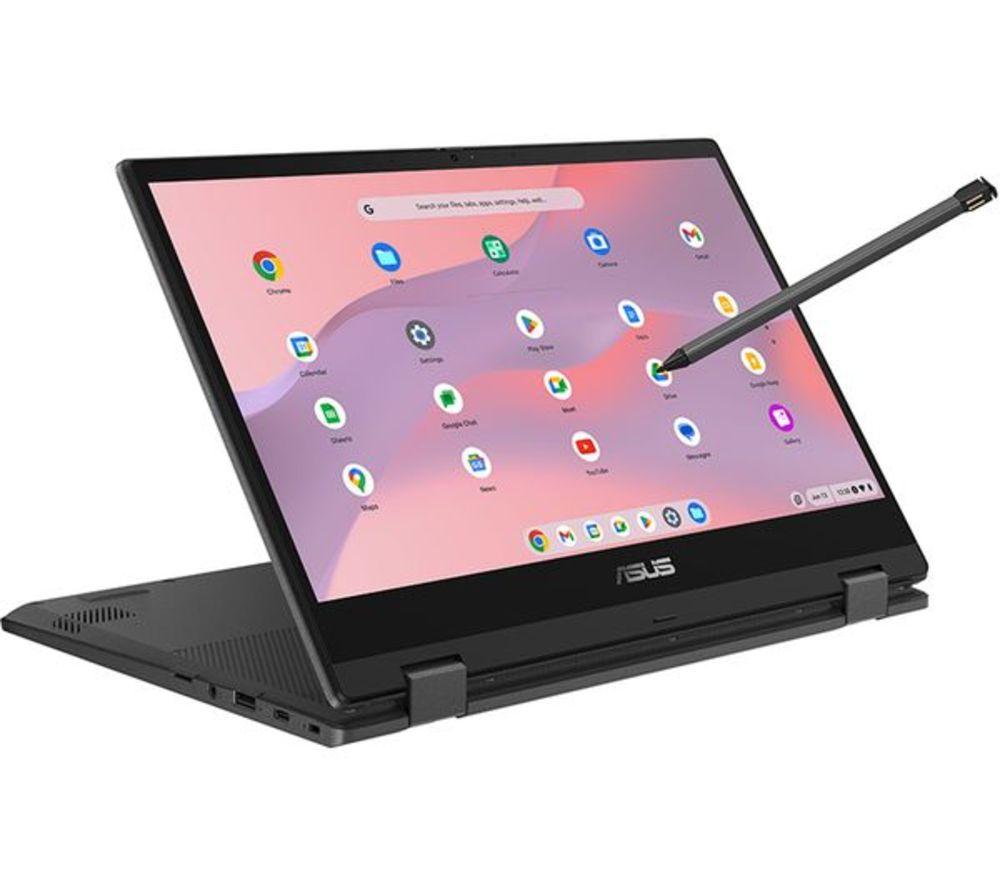 ASUS CM14 Flip 14" 2 in 1 Refurbished Chromebook - MediaTek Kompanio 520, 128 GB eMMC, Grey (Very Good Condition) image number 2 of 10