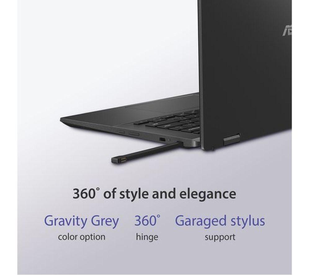 ASUS CM14 Flip 14" 2 in 1 Refurbished Chromebook - MediaTek Kompanio 520, 128 GB eMMC, Grey (Very Good Condition) image number 3 of 10