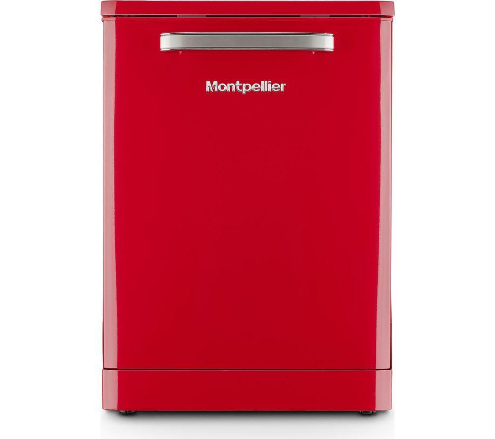 MONTPELLIER Retro MAB1353DR Full-size Dishwasher – Red, Red