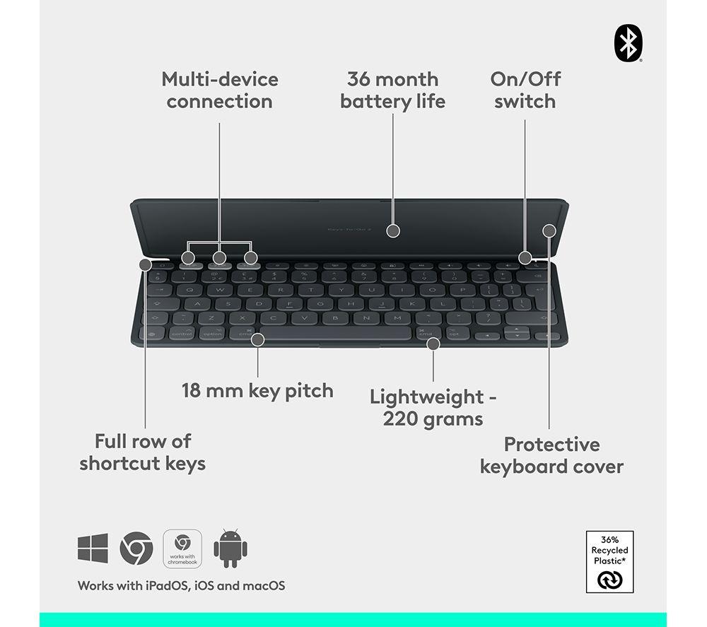 LOGITECH Keys-to-go 2 Wireless Keyboard for Mac - Graphite image number 6 of 9