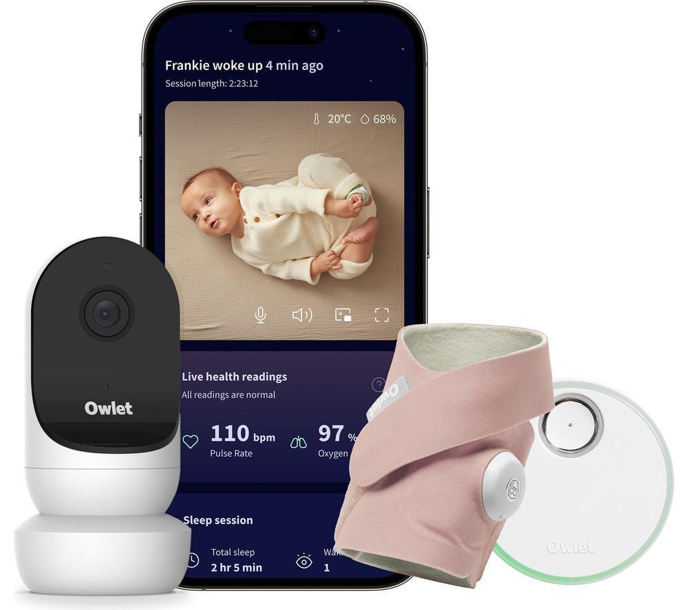 OWLET Dream Sock OWDB-12-MT Smart Baby Activity Tracker & Cam 2 Bundle - Dusty Rose