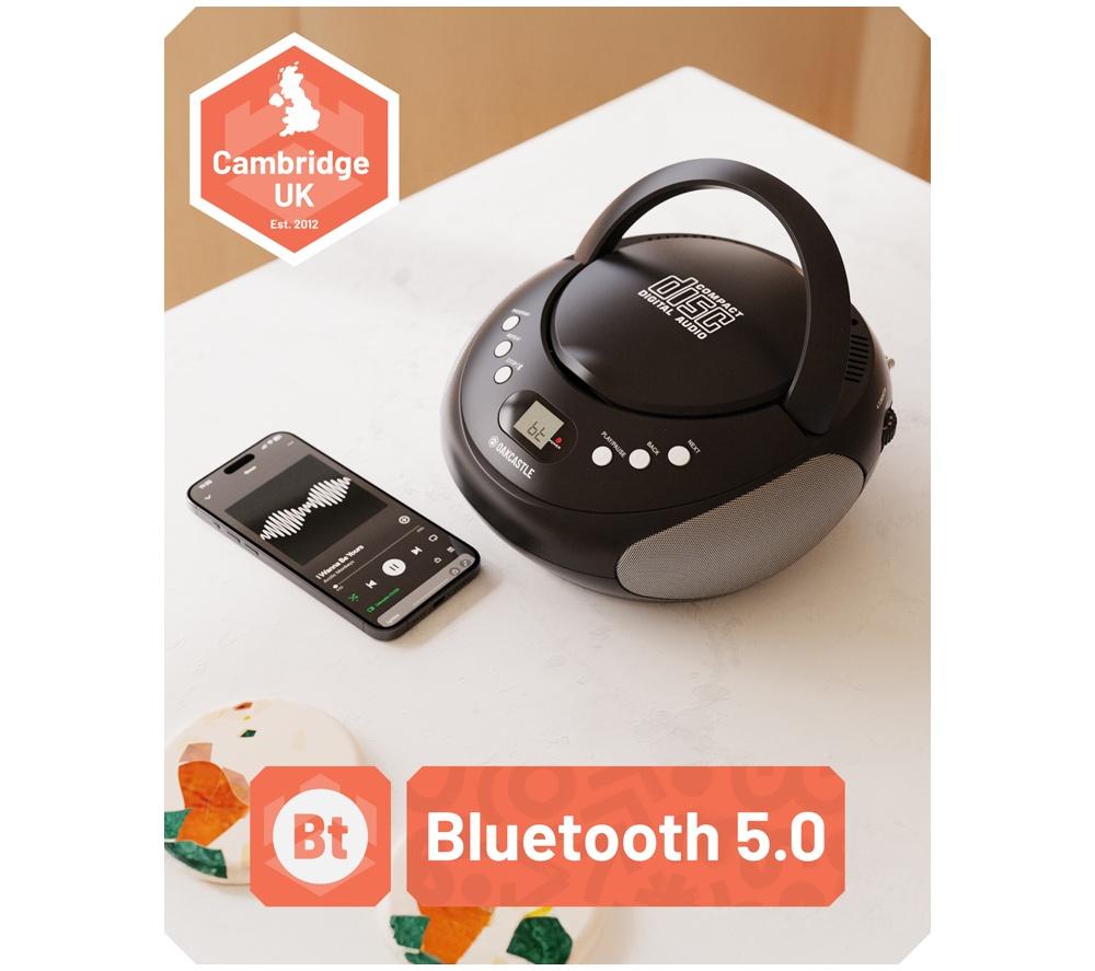 OAKCASTLE CD250 Portable Bluetooth CD Boombox with FM radio - Black image number 2 of 7