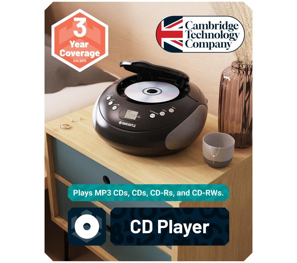 OAKCASTLE CD250 Portable Bluetooth CD Boombox with FM radio - Black image number 3 of 7